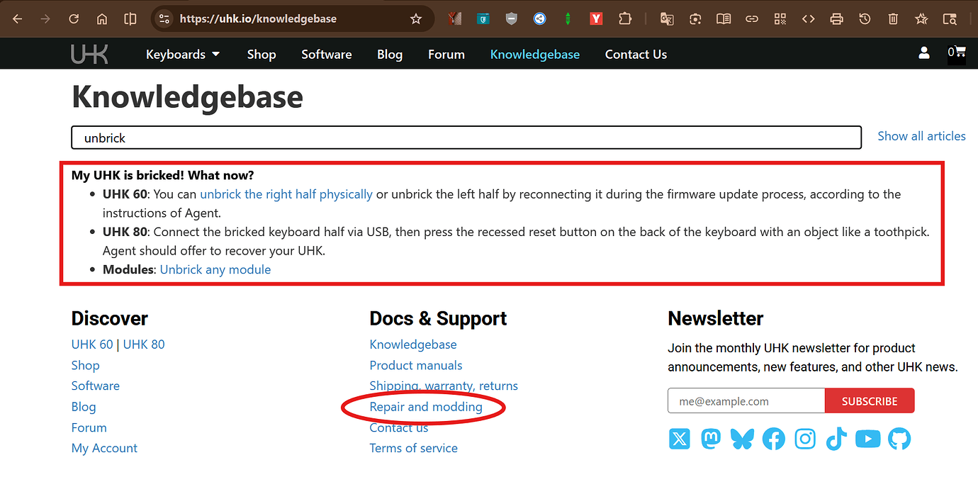 Key Post Rhs UHK80 enter keys stop working, reset RHS fixes it - General - UHK forum